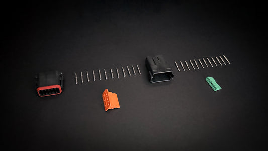 Deutsch DT 12 Way black receptacle and plug set with size 16 nickel-plated pins and sockets