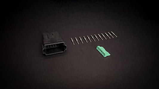 Deutsch DT 12 Way black receptacle with size 16 nickel-plated pins