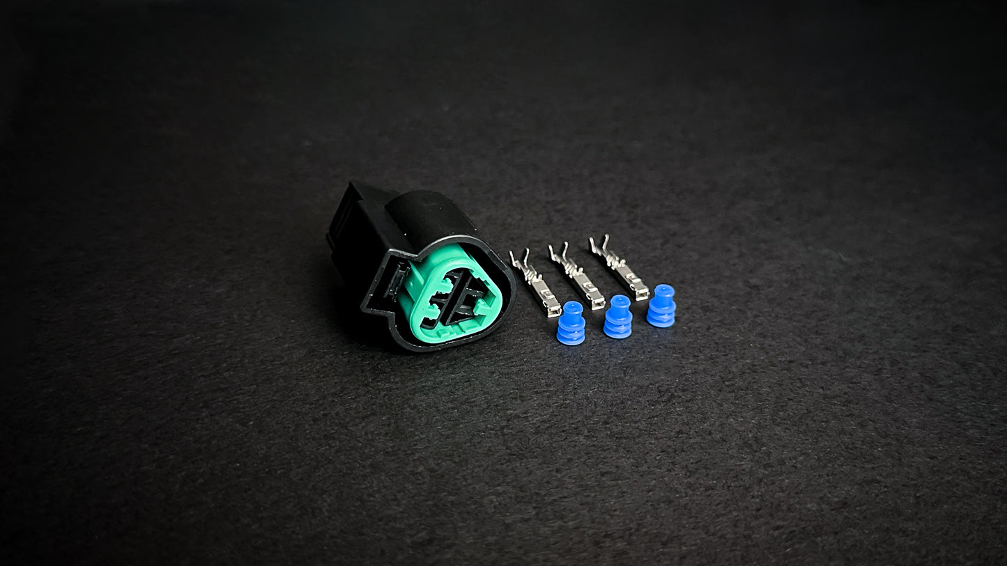 Mitsubishi Evo crank position sensor connector with pins and seals