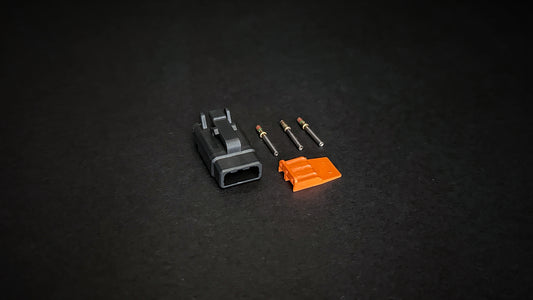 Deutsch DTM 3 Way black plug with size 20 mil-spec gold-plated sockets
