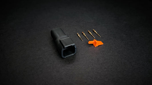 Deutsch DTM 4 Way receptacle black with size 20 mil-spec gold-plated pins