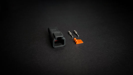 Deutsch DTP 2 Way black receptacle with size 12 nickel-plated pins