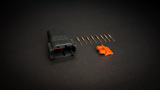 Deutsch DTM 12 Way black receptacle with size 20 mil-spec gold-plated pins