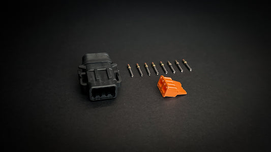 Deutsch DTM 8 Way black plug with size 20 mil-spec gold-plated sockets