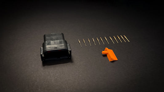 Deutsch DTM 8 Way black receptacle with size 20 mil-spec gold-plated pins