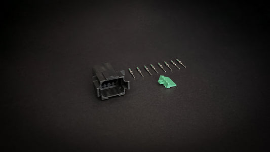 Deutsch DT 8 Way black receptacle with size 16 nickel-plated pins