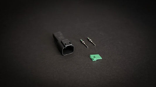 Deutsch DT 2 Way black receptacle with size 16 nickel-plated pins