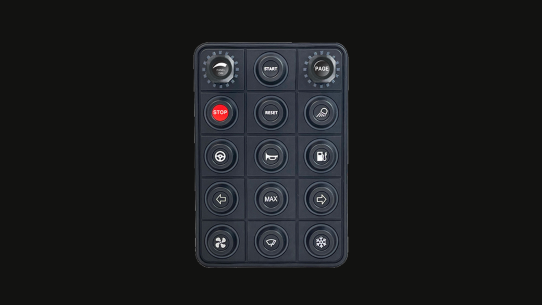 Link CAN keypad 15 button with 2 rotary encoders front view