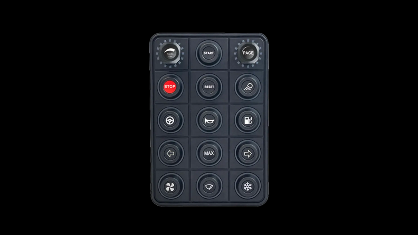 Link CAN keypad 15 button with 2 rotary encoders front view