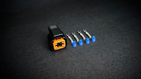 Mitsubishi Evo 5–9 4-wire O2 sensor connector with pins and seals