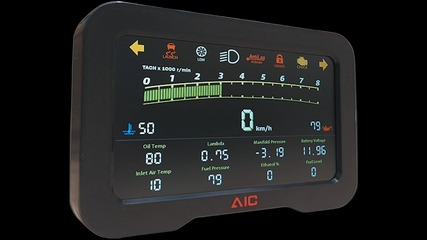 RD3 digital dash installed in performance car displaying live CAN bus data
